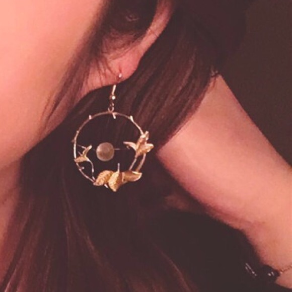 ⭐️Golden Ring Geometric Ivory Ball Earrings - Picture 7 of 8